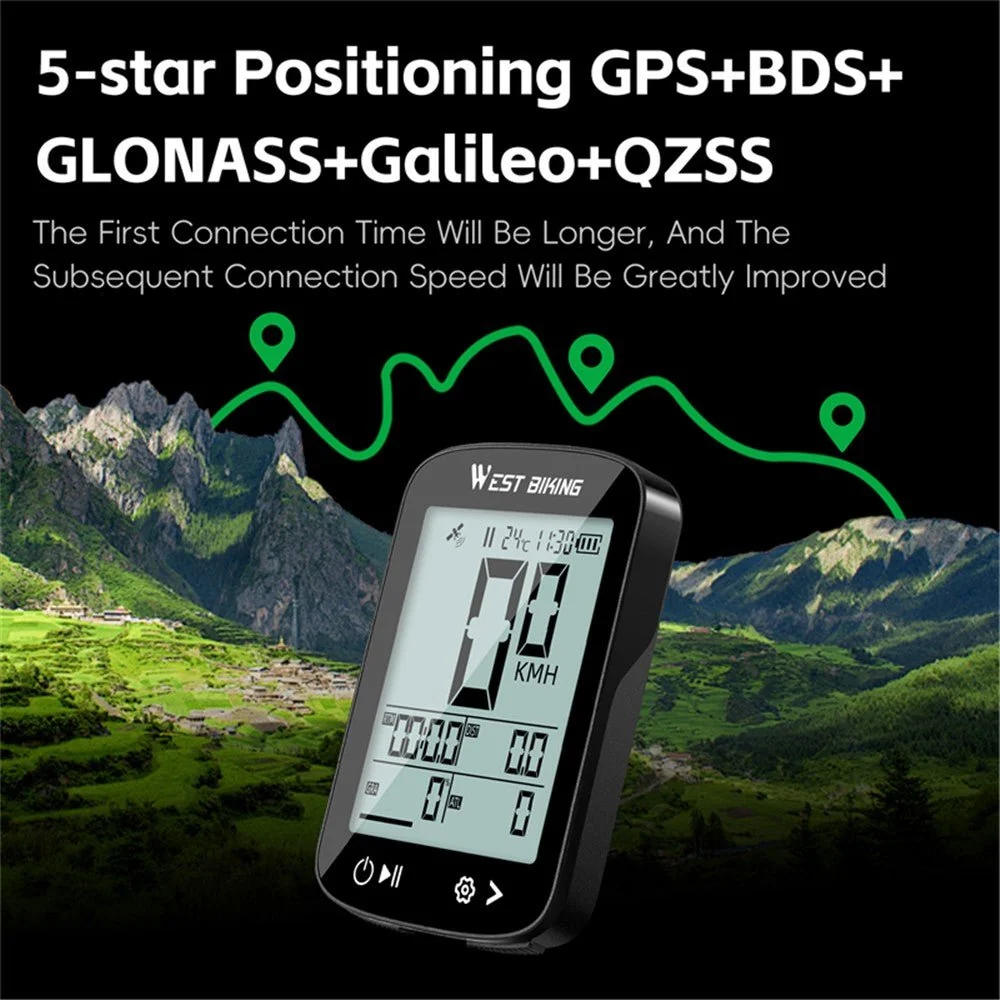 Безжичен GPS брояч за велосипед WEST BIKING YP0702113 с CE сертификат