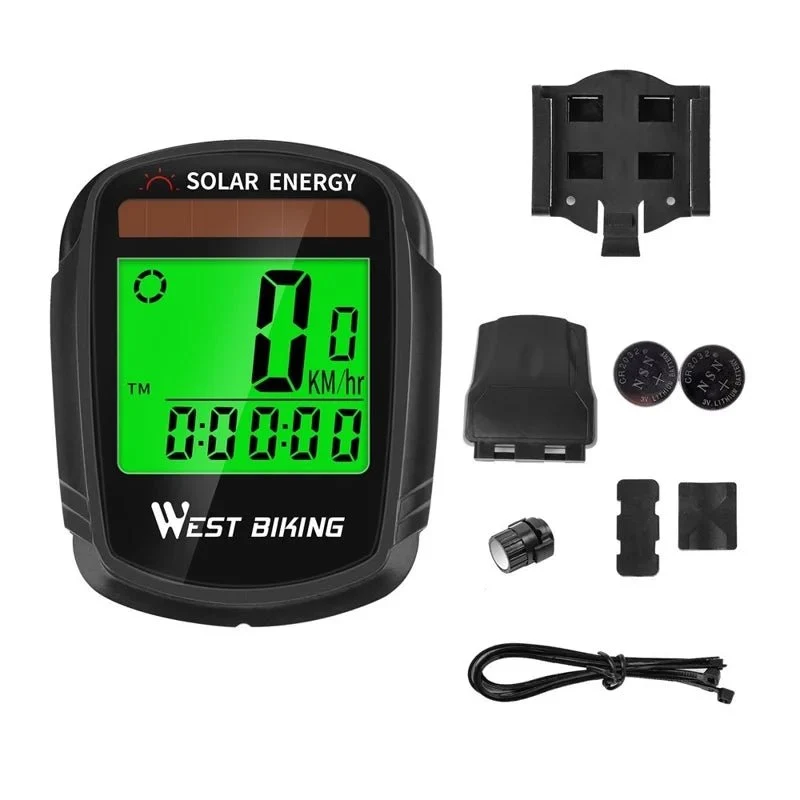 Безжичен соларен велосипеден брояч, автоматична аларма, LCD екран с подсветка