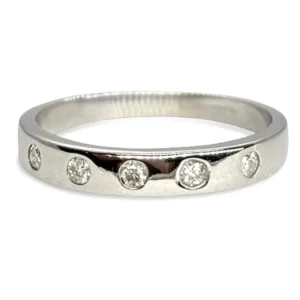 Сватбена халка бяло злато и диаманти 0,15 ct