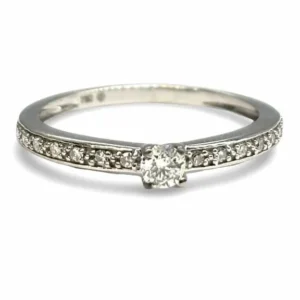 Солитер бяло злато и диаманти 0,24 ct