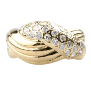 Пръстен от жълто злато, инкрустиран с диаманти 0,40 ct