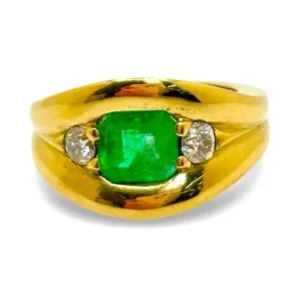 Жълтозлатен пръстен с изумруд 2 ct и диаманти 0,40 ct