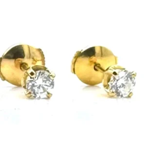 Обеци тип "пирон" от жълто злато 18 карата и диаманти 0,50 ct