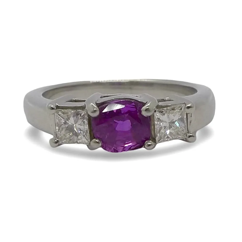 Златен пръстен с розов сапфир 1 ct и 0,60 ct диамант