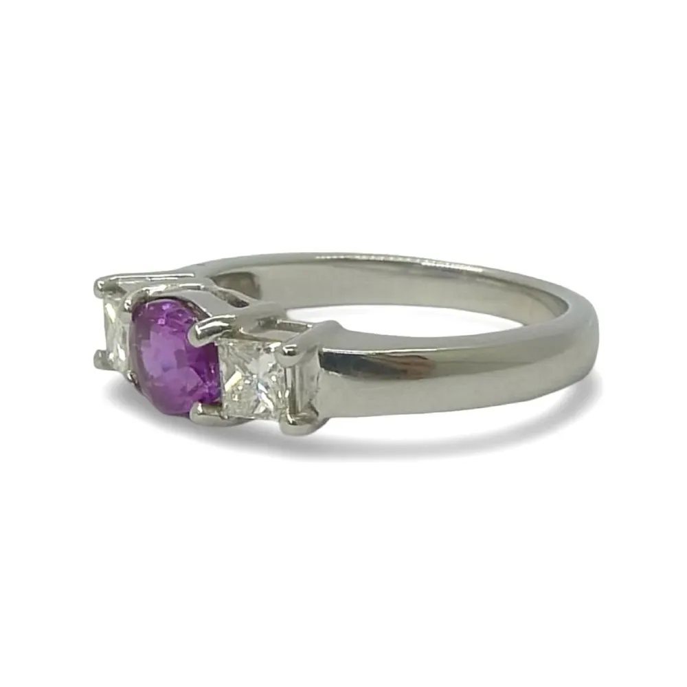 Златен пръстен с розов сапфир 1 ct и 0,60 ct диамант