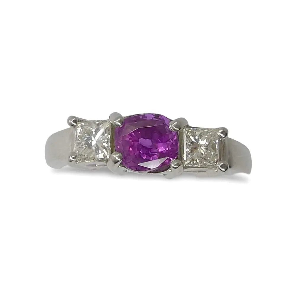 Златен пръстен с розов сапфир 1 ct и 0,60 ct диамант