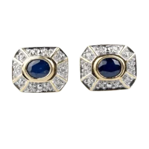 Обеци със сапфири и диаманти от 18-каратово жълто злато, 0,68 ct