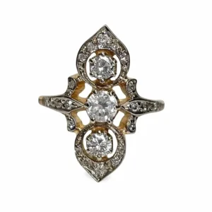 Старинен пръстен от жълто злато и диаманти 0,70 ct