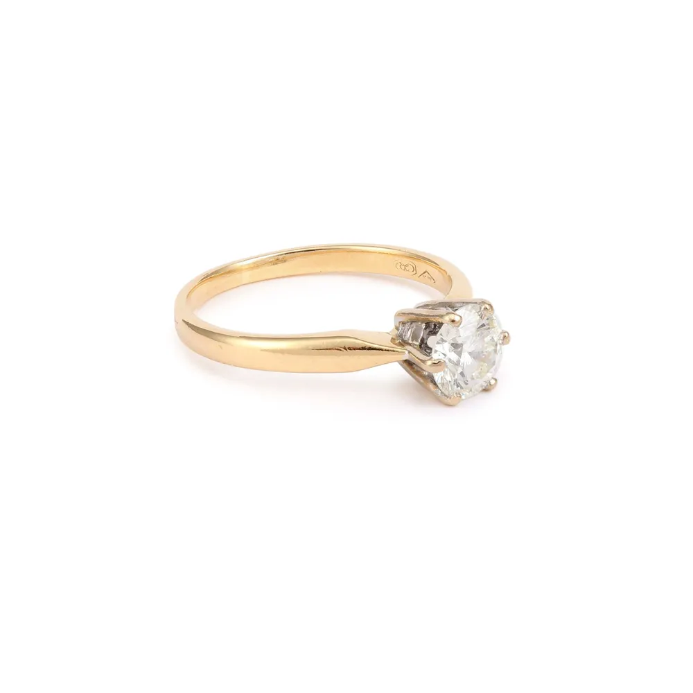 Пръстен Солитер с диамант 0,80 ct от 18-каратово жълто злато