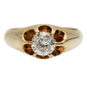 Пръстен Солитер от жълто злато с диамант стар шлиф 0,80 ct