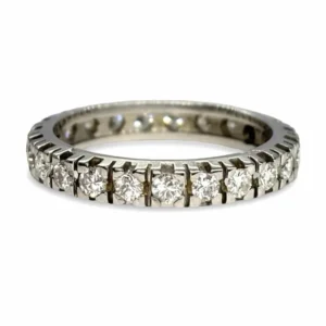 Сватбена халка цял пръстен от бяло злато и диаманти 0,85 ct
