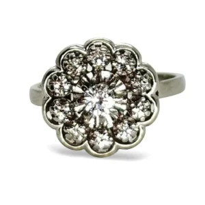 Старинен пръстен от бяло злато Платина и диаманти 0,85 ct