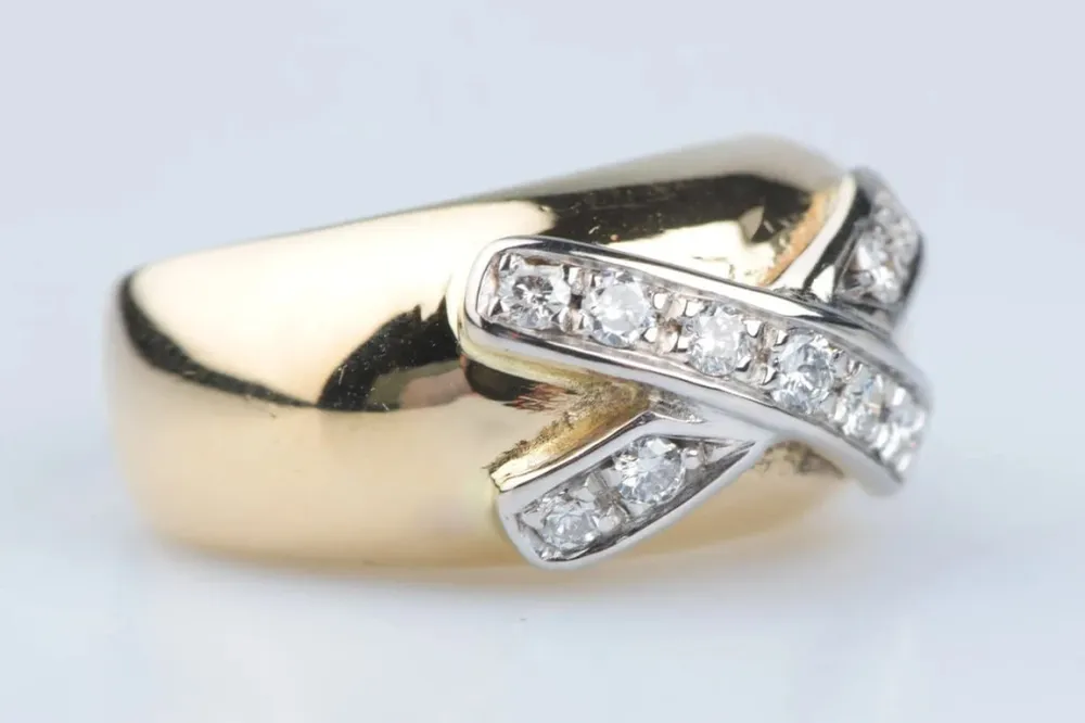 Пръстен 18 карата Жълто злато Бяло злато 0.88 ct Диамант