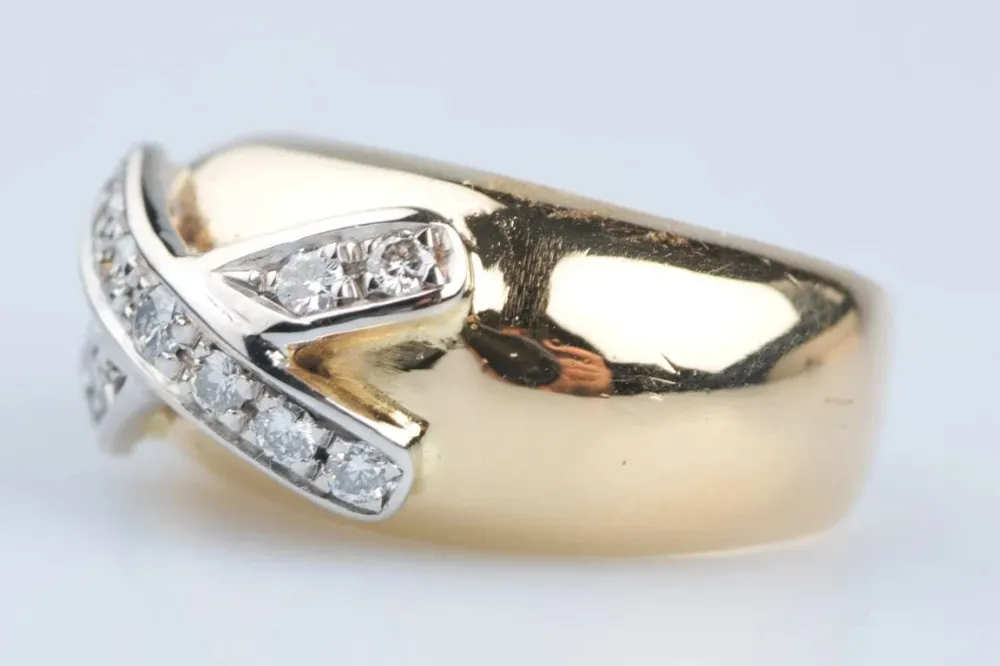 Пръстен 18 карата Жълто злато Бяло злато 0.88 ct Диамант