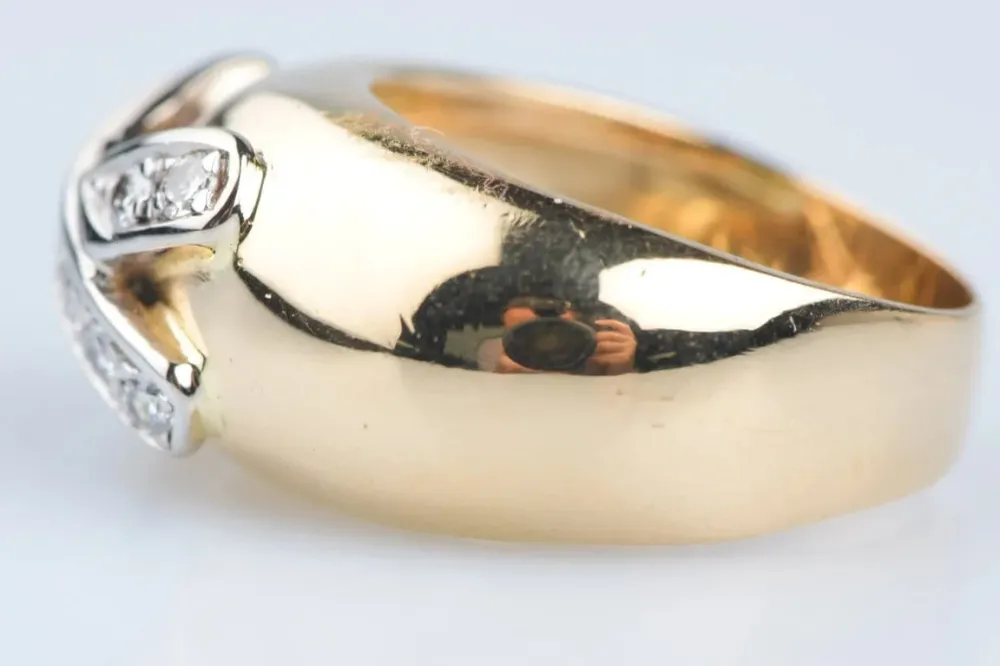 Пръстен 18 карата Жълто злато Бяло злато 0.88 ct Диамант