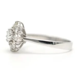 Съвременен пръстен от бяло злато, инкрустиран с диаманти (+-0.88ct)