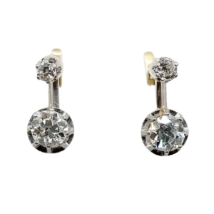 Спящи обеци антики - Обеци от 18-каратово злато и Платина, диаманти 0,90 ct