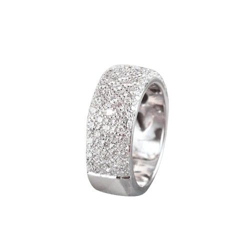 Паве пръстен с диаманти 0,98 ct от 18-каратово бяло злато