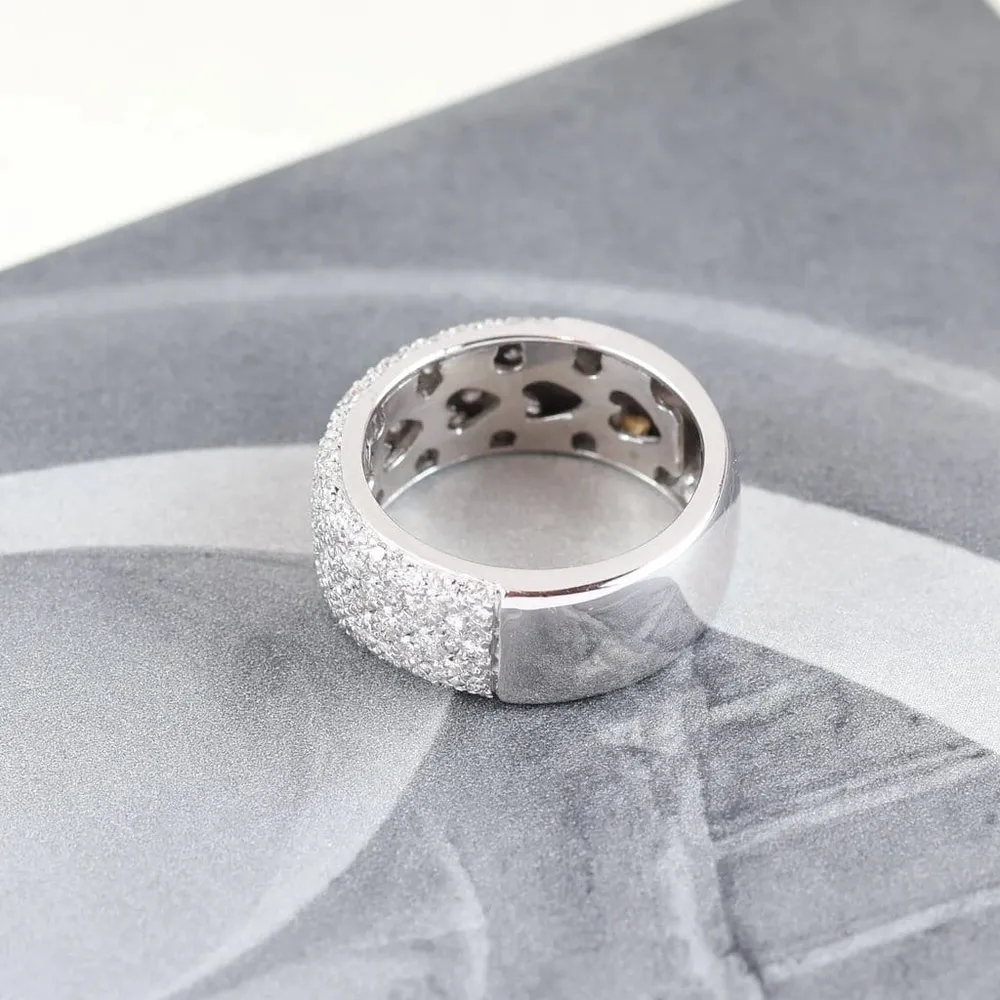 Паве пръстен с диаманти 0,98 ct от 18-каратово бяло злато