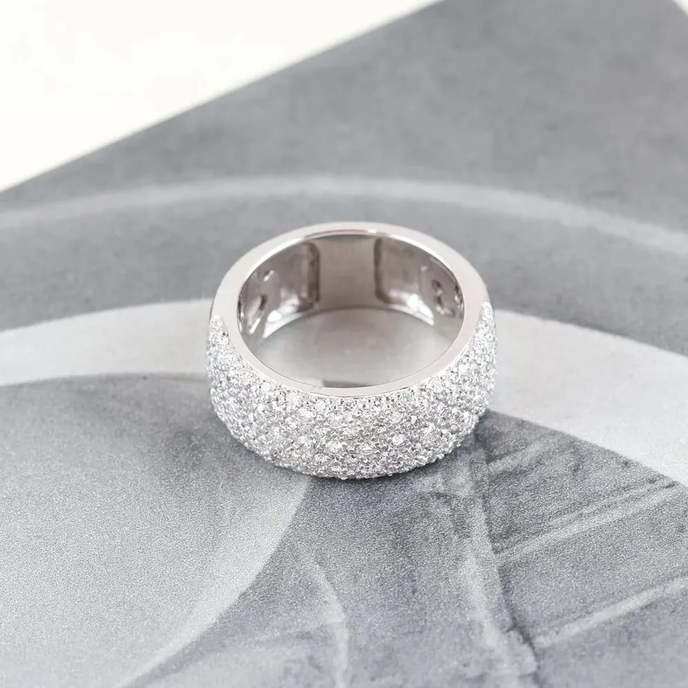 Паве пръстен с диаманти 0,98 ct от 18-каратово бяло злато