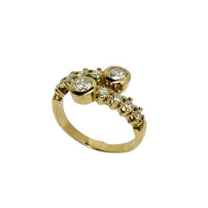 Съвременен пръстен с нокти от 18-каратово злато и диаманти 1,00 ct