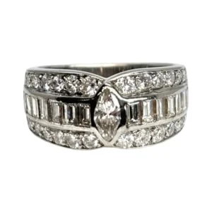 Пръстен от бяло злато 18 K, инкрустиран с диаманти 1,14 ct