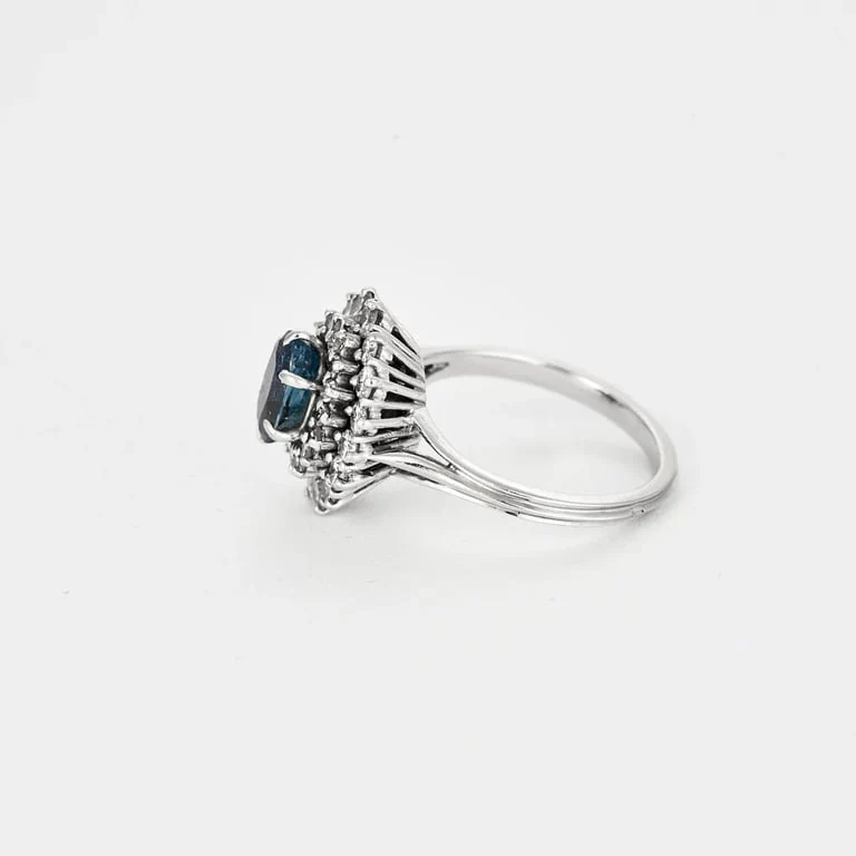 Пръстен Платина, 1.20ct сапфир, 1ct диаманти