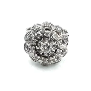 Пръстен топка от бяло злато и диаманти 1,25 ct