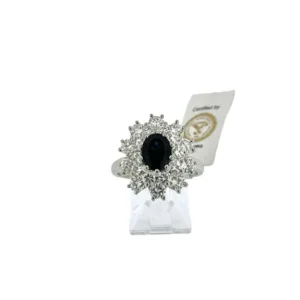 Пръстен от бяло злато с 1.30ct сапфир и диаманти, IGI сертификат