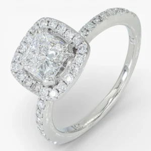 Пръстен с обков от 14-каратово бяло злато с диаманти 1,33 ct
