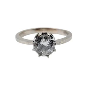 Ретро пръстен Солитер от 14-каратово бяло злато с диамант 1,35 ct