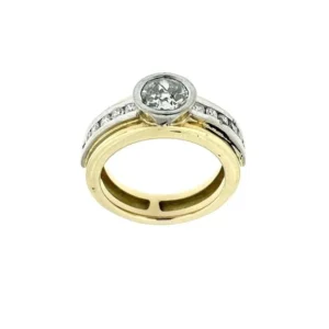 Пръстен от жълто злато и бял диамант 1.40ct HRD сертификат