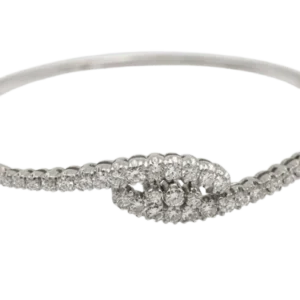 Твърда луксозна гривна от бяло злато с диаманти 1,45 карата, Франция, втората половина на 20-ти век