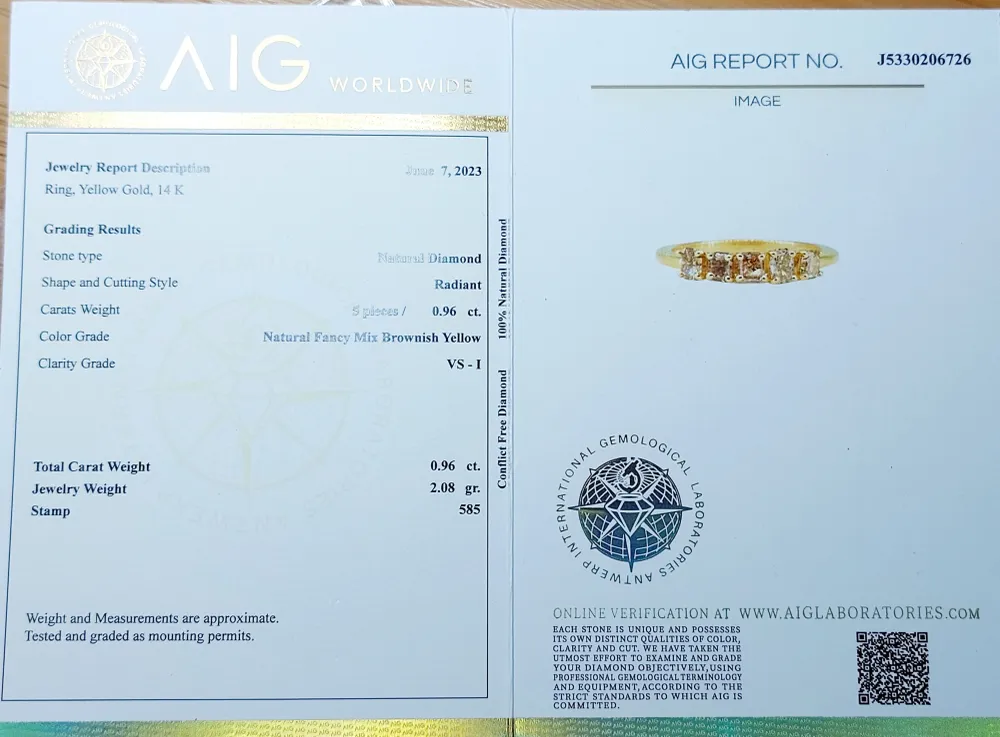 Деми Сватбена халка винтидж злато 14k и 0,95 карата радиант диаманти Fancy Yellow