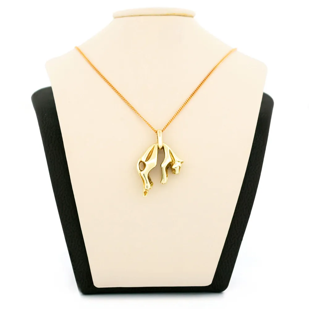 Винтидж висулка пантера от жълто злато 14k