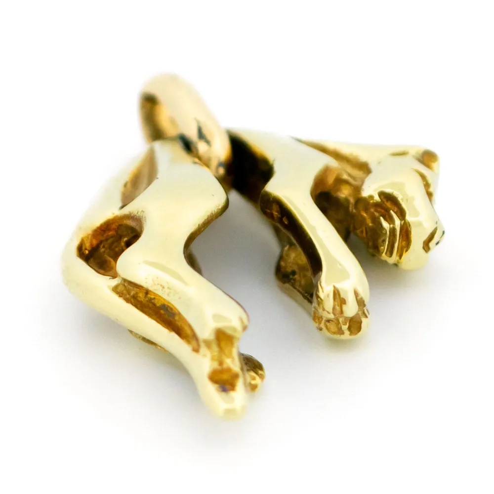 Винтидж висулка пантера от жълто злато 14k