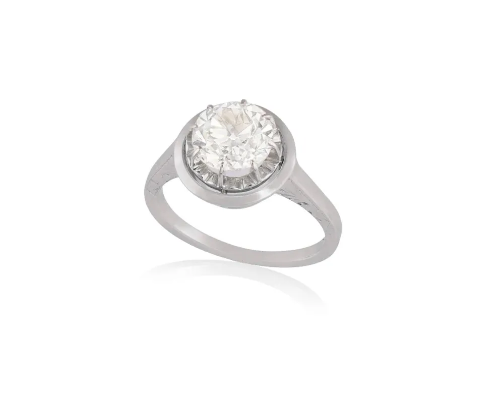 Пръстен Солитер от бяло злато с диамант стар шлиф, ок. 1,60 ct