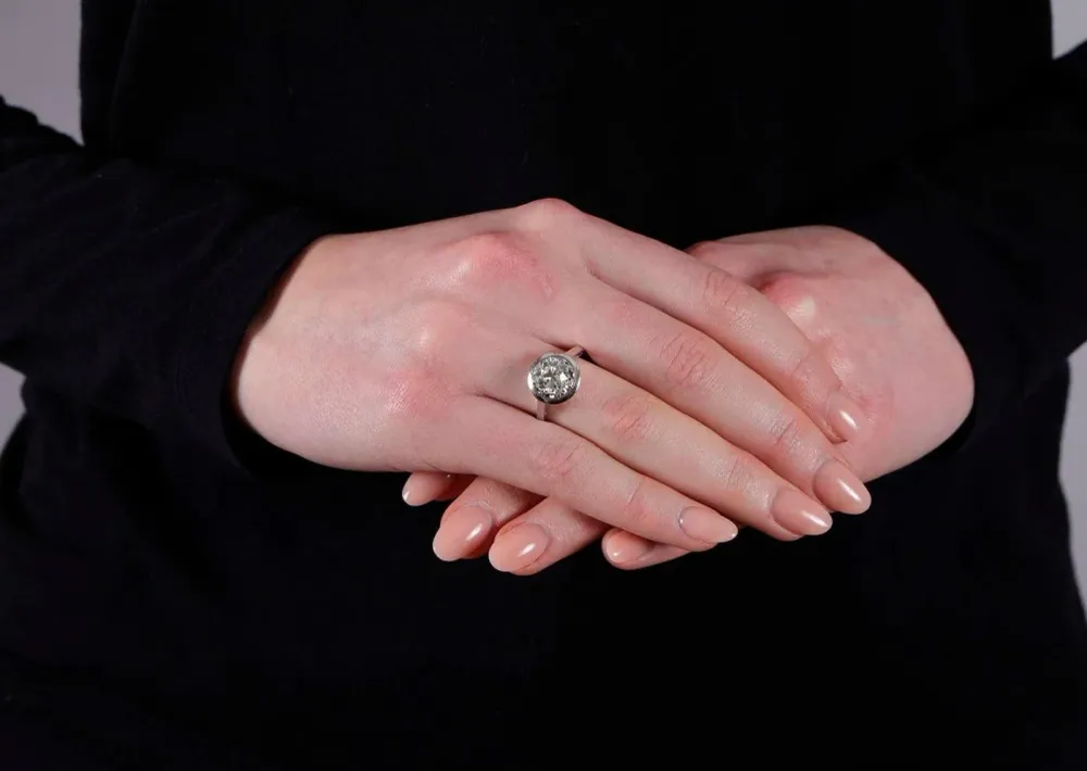 Пръстен Солитер от бяло злато с диамант стар шлиф, ок. 1,60 ct