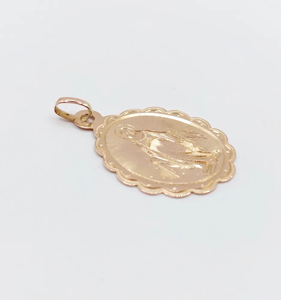 Викториански религиозен медальон от розово злато Дева Мария Мария (около 1890)