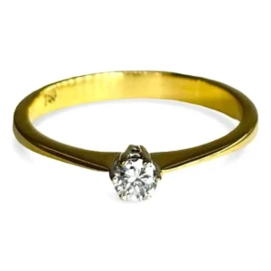 Солитер - Пръстен от 18K жълто злато и диамант 0,13 ct