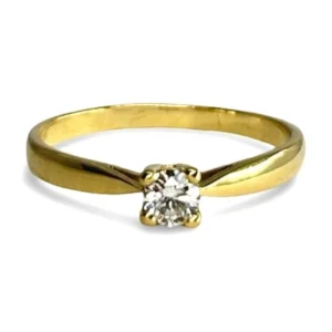 Солитер - Пръстен от жълто злато 18K и диамант 0,18 ct