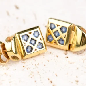 Обеци със сапфир от 18k жълто злато 0,20ct