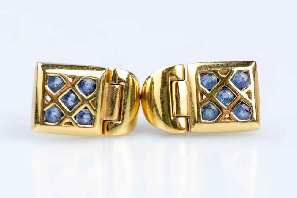 Обеци със сапфир от 18k жълто злато 0,20ct