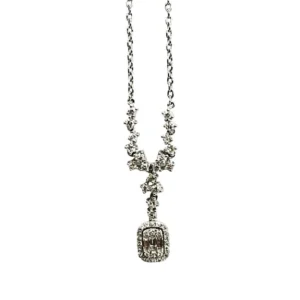 Колие от бяло злато 18K, инкрустирано с диаманти 0,70 ct
