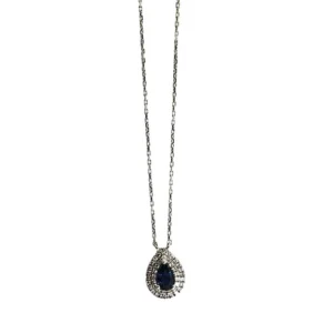 Колие от бяло злато 18K със сапфир 0,80 ct и диаманти 0,40 ct