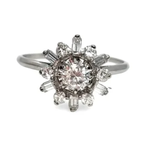 Пръстен от 18K бяло злато, инкрустиран с диаманти 0,80 ct