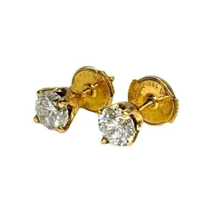 Обеци от жълто злато 18K и диаманти 0,90 ct