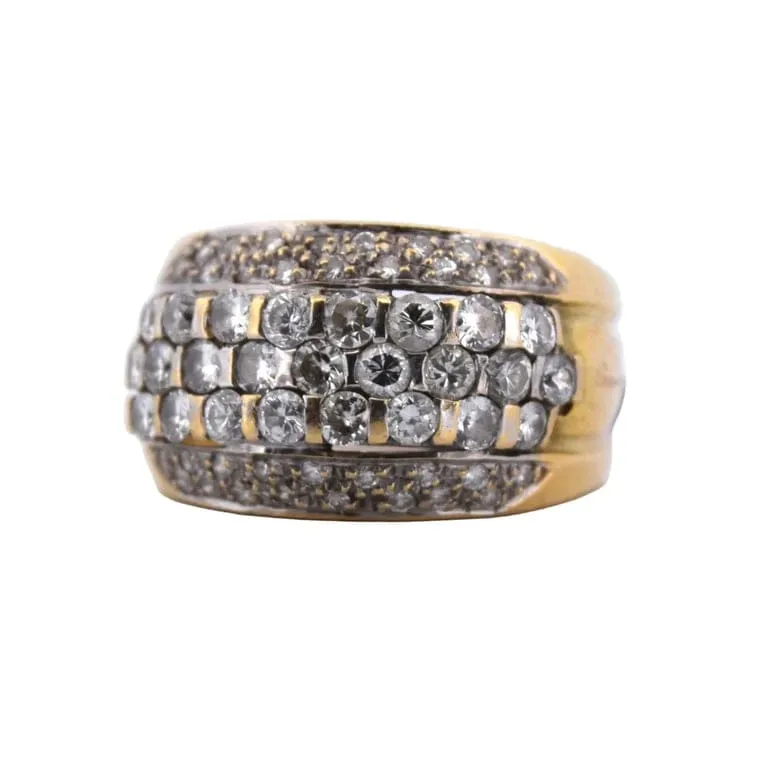 Винтидж пръстен от жълто злато 18k с блестящи диаманти 1,00 ct