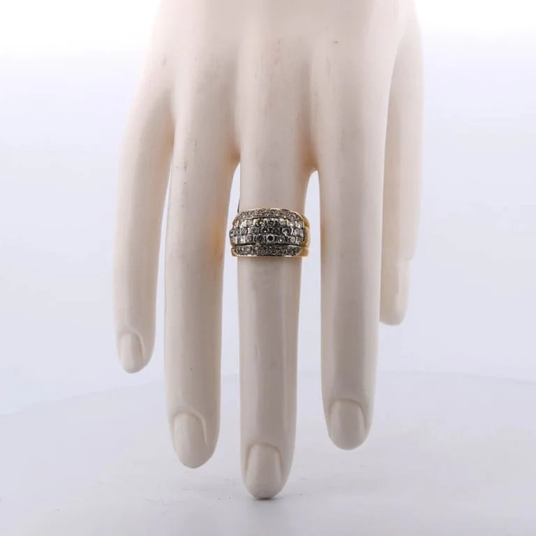 Винтидж пръстен от жълто злато 18k с блестящи диаманти 1,00 ct