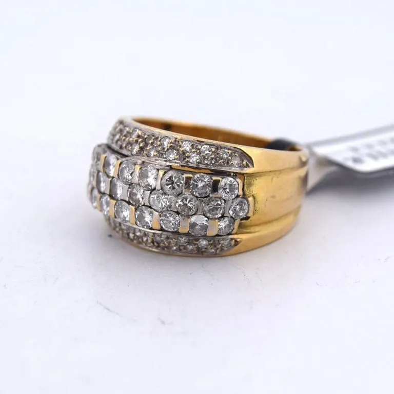 Винтидж пръстен от жълто злато 18k с блестящи диаманти 1,00 ct